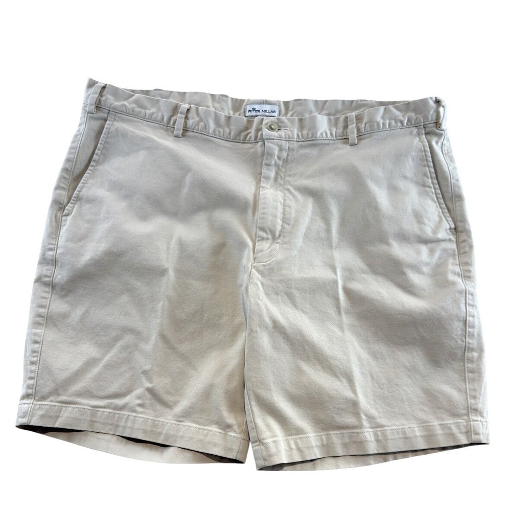 Peter Millar Shorts Mens 40 Khaki Tan Pima Cotton Chino Golf Prep Classic Casual